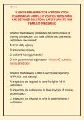 ILLINOIS FIRE INSPECTOR I CERTIFICATION &NewLine;EXAMINATION COMPLETE VERIFIED QUESTIONS &NewLine;AND DETAILED SOLUTIONS LATEST UPDATE THIS &NewLine;YEAR JUST RELEASED 