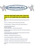 CERTIFIED REGISTERED NURSE FIRST ASSISTANT CRNFA ALL SET QUESTIONS AND ANSWERS SURE