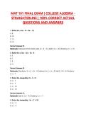 MAT 101 FINAL EXAM &vert; COLLEGE ALGEBRA - STRAIGHTERLINE &vert; 100&percnt; CORRECT ACTUAL QUESTIONS AND ANSWERS