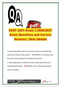 EXST 2201 Exam 3 2026&sol;2027 &vert; 150&plus; Questions & Answers &vert; Correlation&comma; Linear Regression&comma; Binomial Probability & Hypothesis Testing