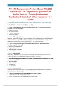 ATI CMS Fundamentals Proctored Exam 2026&sol;2027 &NewLine;Actual Exam &vert; 70 Comprehensive Questions with &NewLine;Verified Answers &vert; Nursing Fundamentals &NewLine;Certification & Graded A&plus; &vert; Pass Guaranteed - A&plus; &NewLine;Graded