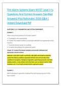 Fire Alarm Systems Exam NICET Level I&ndash;Iv &NewLine;Questions And Correct Answers &lpar;Verified &NewLine;Answers&rpar; Plus Rationales 2026 Q&A &vert; &NewLine;Instant Download Pdf 