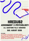 HREDU82 Assignment 3 &lpar;Psychology&rpar; MEMO &vert; Due August 2026