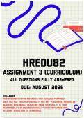 HREDU82 Assignment 3 &lpar;Curriculum&rpar; MEMO &vert; Due August 2026