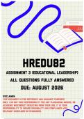 HREDU82 Assignment 3 &lpar;Educational Leadership&rpar; MEMO &vert; Due August 2026