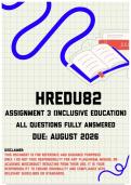 HREDU82 Assignment 3 &lpar;Inclusive Education&rpar; MEMO &vert; Due August 2026