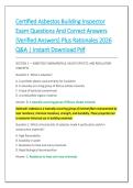 Certified Asbestos Building Inspector &NewLine;Exam Questions And Correct Answers &NewLine;&lpar;Verified Answers&rpar; Plus Rationales 2026 &NewLine;Q&A &vert; Instant Download Pdf