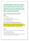Certified Asbestos Supervisor Licensing &NewLine;Exam Questions And Correct Answers &NewLine;&lpar;Verified Answers&rpar; Plus Rationales 2026 &NewLine;Q&A &vert; Instant Download Pdf 
