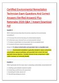 Certified Environmental Remediation &NewLine;Technician Exam Questions And Correct &NewLine;Answers &lpar;Verified Answers&rpar; Plus &NewLine;Rationales 2026 Q&A &vert; Instant Download &NewLine;Pdf 