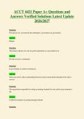 ACCT 4421 Paper A&plus; Questions and&NewLine;Answers Verified Solutions Latest Update&NewLine;2026&sol;2027