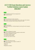 ACCT 526 Exam Questions and Answers&NewLine;Verified Solutions Latest Update&NewLine;2026&sol;2027