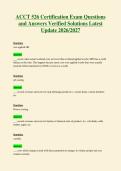 ACCT 526 Certification Exam Questions&NewLine;and Answers Verified Solutions Latest&NewLine;Update 2026&sol;2027