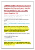 Certified Floodplain Manager &lpar;Cfm&rpar; Exam &NewLine;Questions And Correct Answers &lpar;Verified &NewLine;Answers&rpar; Plus Rationales 2026 Q&A &vert; &NewLine;Instant Download Pdf 