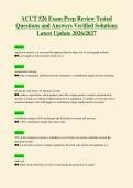 ACCT 526 Exam Prep Review Tested&NewLine;Questions and Answers Verified Solutions&NewLine;Latest Update 2026&sol;2027