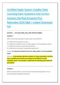 Certified Septic System Installer State &NewLine;Licensing Exam Questions And Correct &NewLine;Answers &lpar;Verified Answers&rpar; Plus &NewLine;Rationales 2026 Q&A &vert; Instant Download &NewLine;Pdf