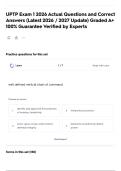 UPTP Exam 1 2026 Actual Questions and Correct Answers &lpar;Latest 2026 &sol; 2027 Update&rpar; Graded A&plus; 100&percnt; Guarantee Verified by Experts&NewLine;