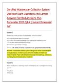 Certified Wastewater Collection System &NewLine;Operator Exam Questions And Correct &NewLine;Answers &lpar;Verified Answers&rpar; Plus &NewLine;Rationales 2026 Q&A &vert; Instant Download &NewLine;Pdf