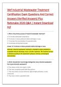 Wef Industrial Wastewater Treatment &NewLine;Certification Exam Questions And Correct &NewLine;Answers &lpar;Verified Answers&rpar; Plus &NewLine;Rationales 2026 Q&A &vert; Instant Download &NewLine;Pdf 
