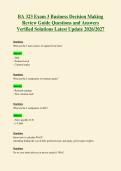 BA 323 Exam 3 Business Decision Making&NewLine;Review Guide Questions and Answers&NewLine;Verified Solutions Latest Update 2026&sol;2027