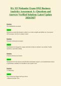 BA 323 Nielander Exam ONE Business&NewLine;Analytics Assessment A&plus; Questions and&NewLine;Answers Verified Solutions Latest Update&NewLine;2026&sol;2027