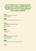 BA 323 SDSU Exam 2 Practice Financial&NewLine;Management & Valuation HIGH YIELD A&plus;&NewLine;Questions and Answers Verified Solutions&NewLine;Latest Update 2026&sol;2027