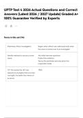 UPTP Test 4 2026 Actual Questions and Correct Answers &lpar;Latest 2026 &sol; 2027 Update&rpar; Graded A&plus; 100&percnt; Guarantee Verified by Experts