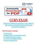 CCRN EXAM 2024 NEWEST VERIFIED QUESTIONS AND CORRECT DETAILED ANSWERS WITH RATIONALES ALREADY GRADED A&plus;