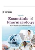 TEST BANK FOR Essentials of Pharmacology for Health Professions 9th Edition by Bruce Colbert &comma; Adam James&comma; Elizabeth Katrancha&period;ISBN&colon;978-8214116069 COMPLETE GUID ALL CHAPTERS COVERED 10&percnt; VERIFIED A&plus; GRADE ASSURED&excl;&excl;&excl;&excl;&excl; NEW LATEST UPDATE&excl;&excl;&excl;&excl;&excl;