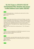 BA 342 3 Exam A&plus; FOUR WAVES OF&NewLine;Environmental Policy Questions and Answers&NewLine;Verified Solutions Latest Update 2026&sol;2027