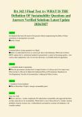 BA 342 3 Final Test A&plus; WHAT IS THE&NewLine;Definition OF Sustainability Questions and&NewLine;Answers Verified Solutions Latest Update&NewLine;2026&sol;2027
