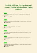 BA 1000 001 Exam Test Questions and&NewLine;Answers Verified Solutions Latest Update&NewLine;2026&sol;2027