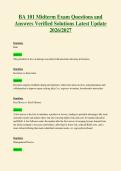 BA 101 Midterm Exam Questions and&NewLine;Answers Verified Solutions Latest Update&NewLine;2026&sol;2027
