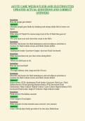 ACUTE CARE WEEK 8 FLUID AND ELECTROLYTES&NewLine;UPDATED ACTUAL QUESTIONS AND CORRECT&NewLine;ANSWERS