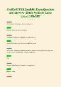 Certified PEER Specialist Exam Questions&NewLine;and Answers Verified Solutions Latest&NewLine;Update 2026&sol;2027