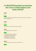 Certified PEER Specialist Exam Questions&NewLine;and Answers Verified Solutions Latest&NewLine;Update 2026&sol;2027