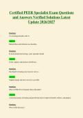 Certified PEER Specialist Exam Questions&NewLine;and Answers Verified Solutions Latest&NewLine;Update 2026&sol;2027