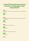 Certified PEER Specialist Exam Questions&NewLine;and Answers Verified Solutions Latest&NewLine;Update 2026&sol;2027