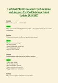 Certified PEER Specialist Test Questions&NewLine;and Answers Verified Solutions Latest&NewLine;Update 2026&sol;2027