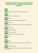 NUTRITION & HEALTH DIXON EXAM 2 RUTGERS&NewLine;UPDATED ACTUAL QUESTIONS AND CORRECT&NewLine;ANSWERS