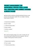 PROJECT MANAGEMENT THE&NewLine;MANAGERIAL PROCESS FINAL PAPER&NewLine;FULL QUESTIONS AND CORRECT ANSWERS&NewLine;ALREADY PASSED