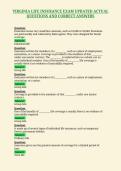 VIRGINIA LIFE INSURANCE EXAM UPDATED ACTUAL&NewLine;QUESTIONS AND CORRECT ANSWERS