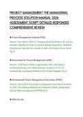 PROJECT MANAGEMENT THE MANAGERIAL&NewLine;PROCESS SOLUTION MANUAL 2026&NewLine;ASSESSMENT SCRIPT DETAILED RESPONSES&NewLine;COMPREHENSIVE REVIEW