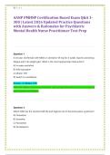 AANP PMHNP Certification Board Exam Q&A 1&NewLine;300 &vert; Latest 2026 Updated Practice Questions &NewLine;with Answers & Rationales for Psychiatric &NewLine;Mental Health Nurse Practitioner Test Prep