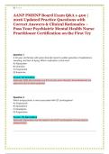 AANP PMHNP Board Exam Q&A 1-400 &vert; &NewLine;2026 Updated Practice Questions with &NewLine;Correct Answers & Clinical Rationales &ndash; &NewLine;Pass Your Psychiatric Mental Health Nurse &NewLine;Practitioner Certification on the First Try 