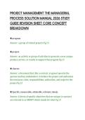PROJECT MANAGEMENT THE MANAGERIAL&NewLine;PROCESS SOLUTION MANUAL 2026 STUDY&NewLine;GUIDE REVISION SHEET CORE CONCEPT&NewLine;BREAKDOWN