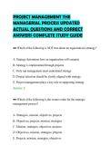 PROJECT MANAGEMENT THE&NewLine;MANAGERIAL PROCESS UPDATED&NewLine;ACTUAL QUESTIONS AND CORRECT&NewLine;ANSWERS COMPLETE STUDY GUIDE