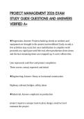 PROJECT MANAGEMENT 2026 EXAM&NewLine;STUDY GUIDE QUESTIONS AND ANSWERS&NewLine;VERIFIED A&plus;
