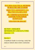 WGU D514 Analytical Methods of Healthcare Leaders Exam 2026-2027 &vert; Objective Assessment &vert; 150&plus; Verified Questions with Answers & Rationales &vert; Complete Study Guide for Healthcare Leadership Analytics