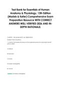 Test Bank for Essentials of Human &NewLine;Anatomy & Physiology&comma; 13th Edition &NewLine;&lpar;Marieb & Keller&rpar; Comprehensive Exam &NewLine;Preparation Resource WITH CORRECT &NewLine;ANSWERS WELL VERIFIED 2026 AND IN&NewLine;DEPTH RATIONALE&period;