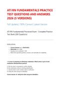 ATI RN Fundamentals Practice Exam Study Guide 2026 &vert; Questions & Answers